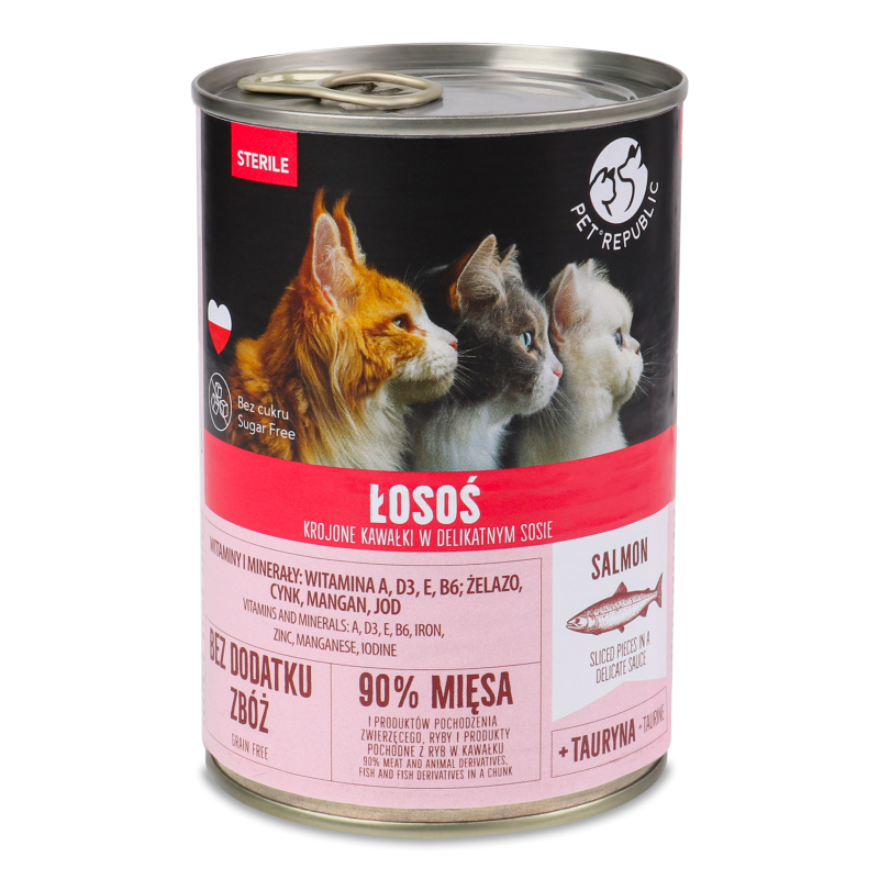 Корм д/котів Шматочки лосося в соусі 400г ж/б Pet Republic