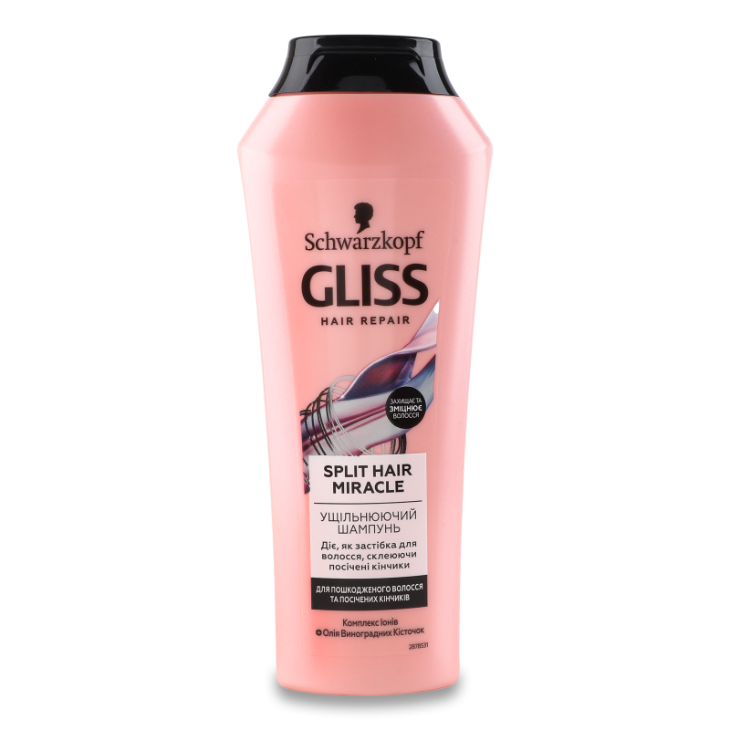 Шампунь Спліт Хеір Міракл ущільнюючий д/пошкодженого волосся та посічених кінчиків 250мл Глісс