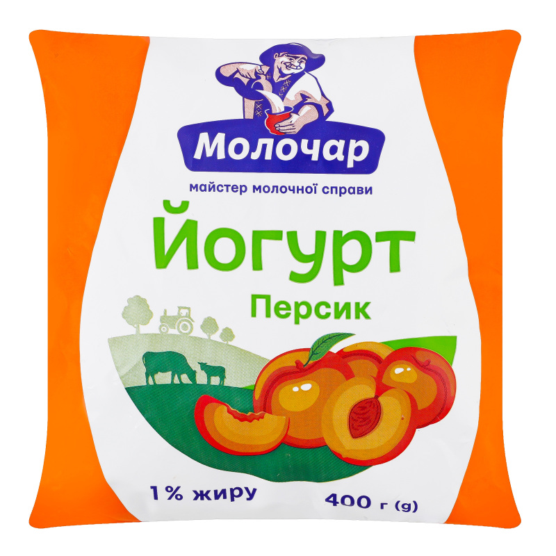 Йогурт 1% питний нежирний з фруктовим наповнювачем Персик Молочар м/у