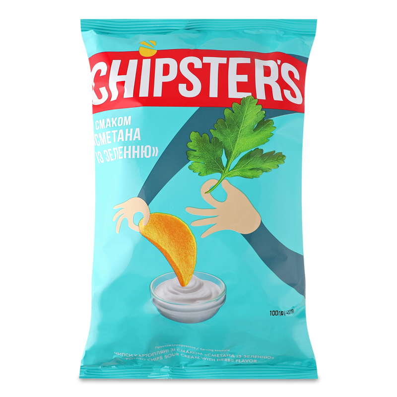 Чипси з смаком Сметана та зелень 100г м/у Chipster’s