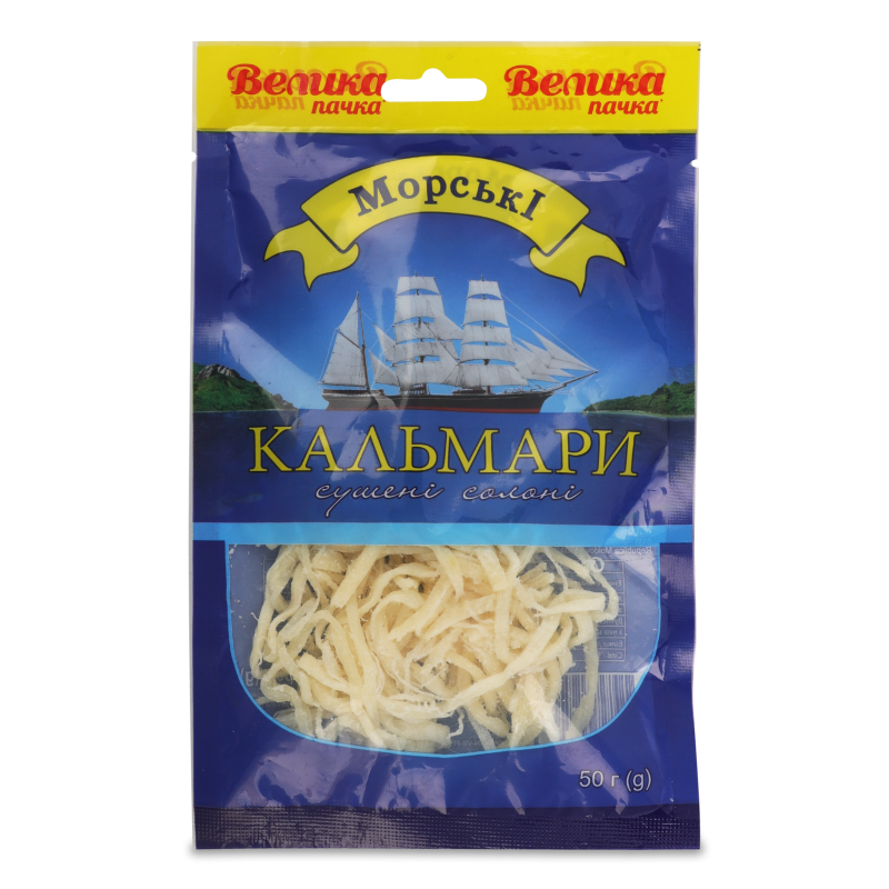 Кальмар сушений солоний 50г Морські