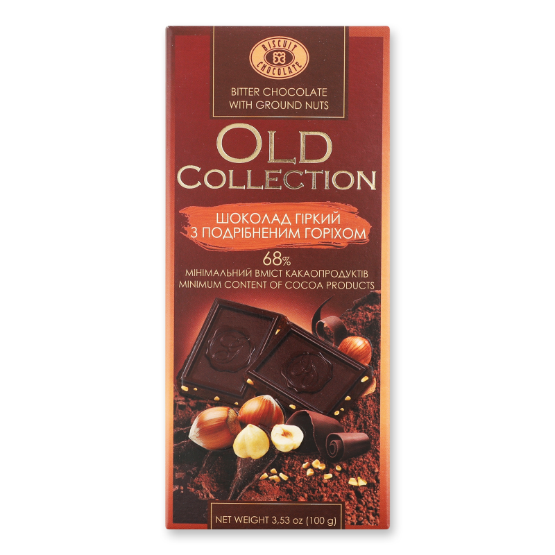 Шоколад Олд Коллекшн гіркий з подрібненим горіхом 100г Бісквіт-шоколад
