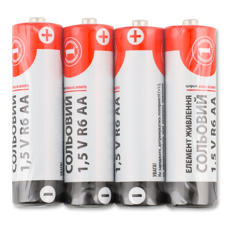 Елемент живлення сольовий AA 1,5V R6 4шт ТМ “1”