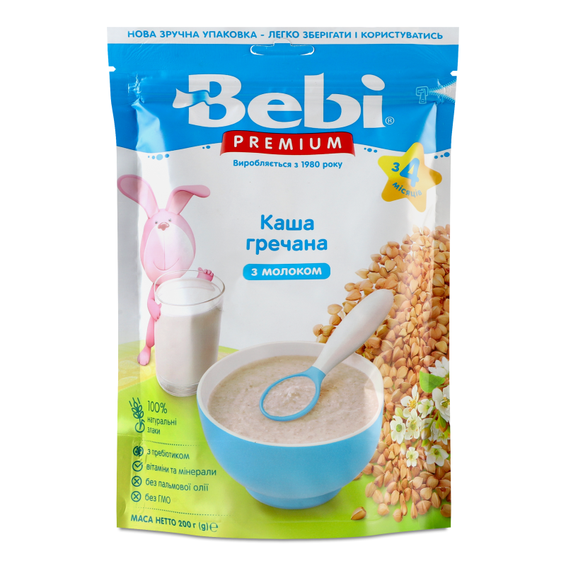Каша молочна Premium гречана від 4місяців 200г зіп/пакет Bebi