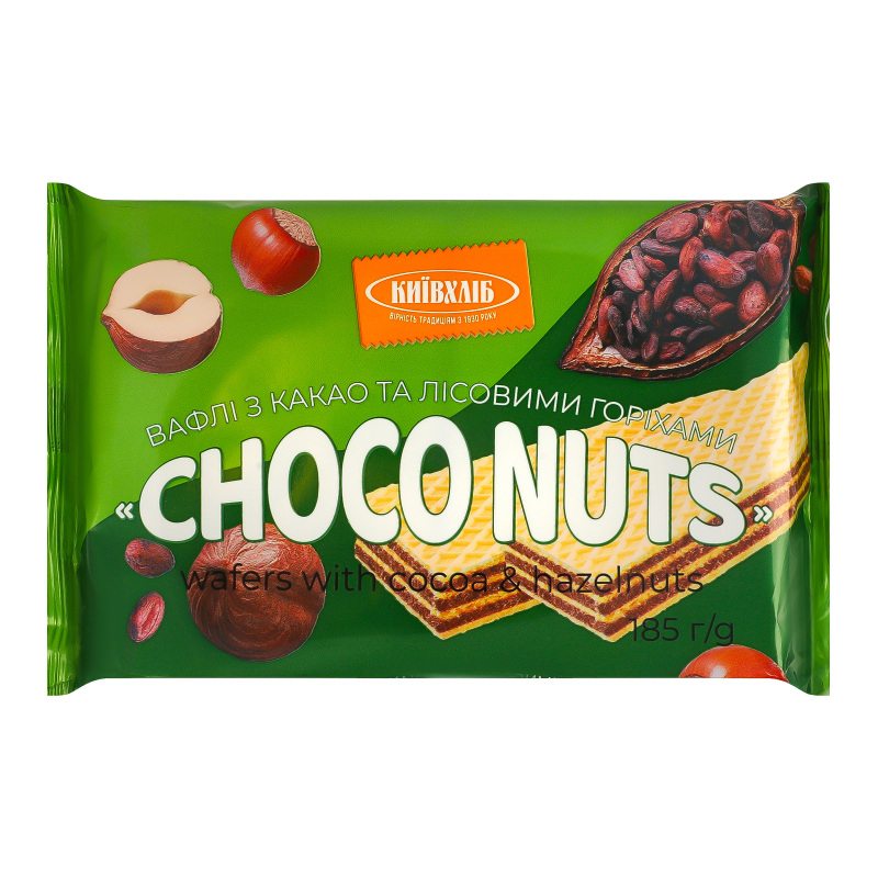 Вафлі з какао та лісовими горіхами Choco nuts Київхліб м/у