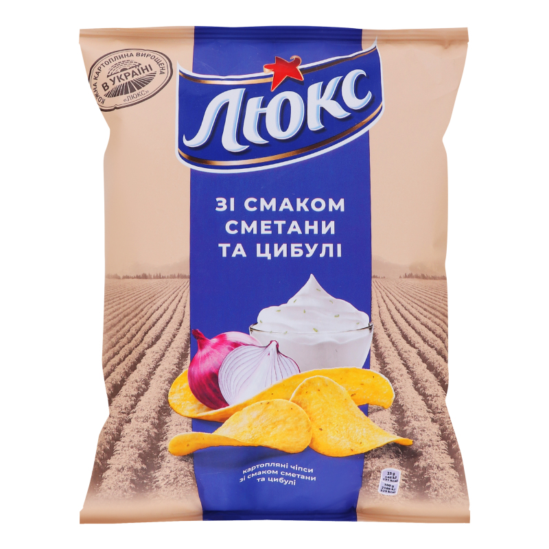 Чіпси зі смаком Сметана і цибуля Люкс 71г Люкс 7622210176158: купить в ...