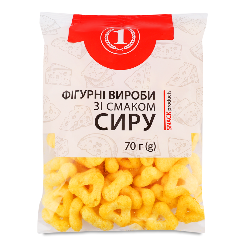 Вироби фігурні з смаком сиру 70г ТМ “1”