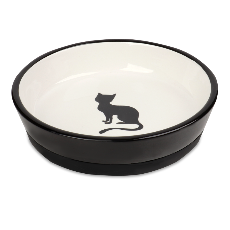 Миска д/котів Nala 220мл кераміка чорно-біла кругла протиковзка Flamingo