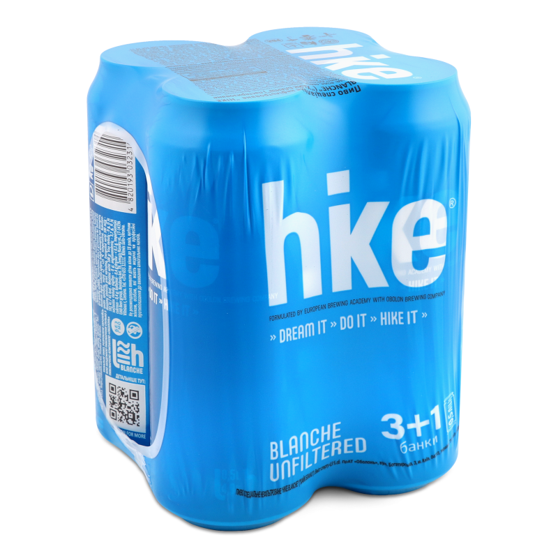 Пиво спеціальне Blanche нефільтроване 4,9% 4*0,5л ж/б Hike