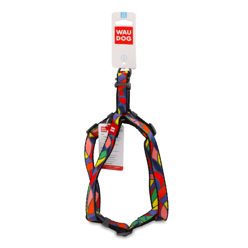 Шлея д/собак Вітраж з QR паспортом анатомічна пластиковий фастекс 15мм L40-55см 4605 ВауДог