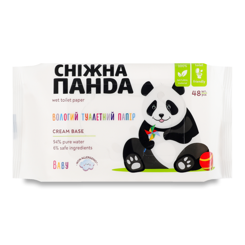 Папір туалетний вологий Baby Cream 48шт Сніжна панда
