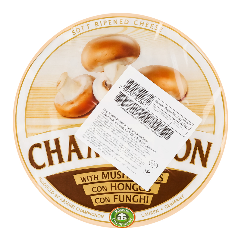 Сир 70% м'який делікатесний з грибами Champignon Mushrooms Kaserei Сhampignon кг