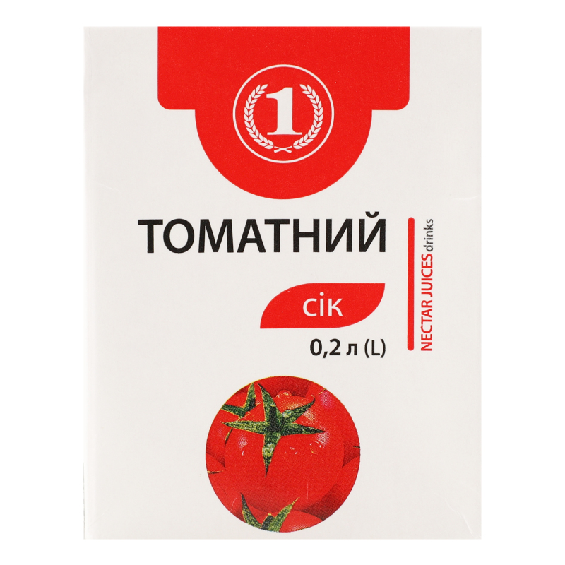 Сік відновлений стерилізований томатний ТМ "1" т/п