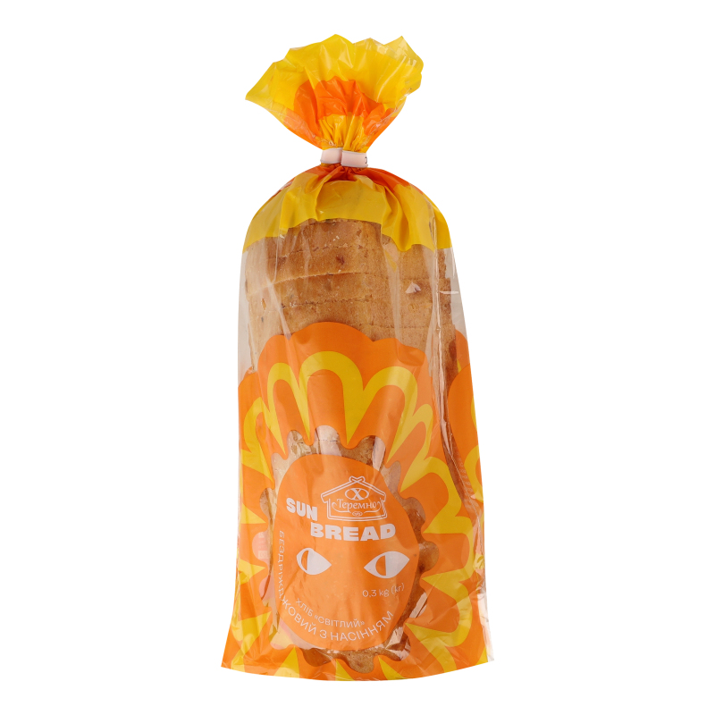 Хліб половинка в нарізці бездріжджовий з насінням Світлий Sun bread Теремно м/у