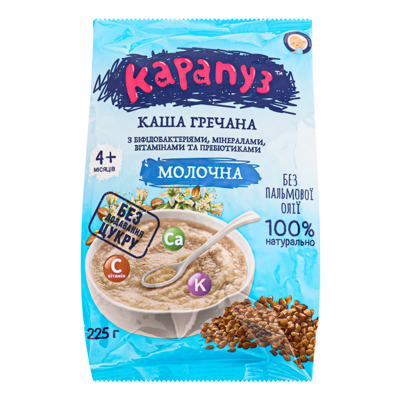 Каша молочна гречана для дітей від 4міс Карапуз м/у