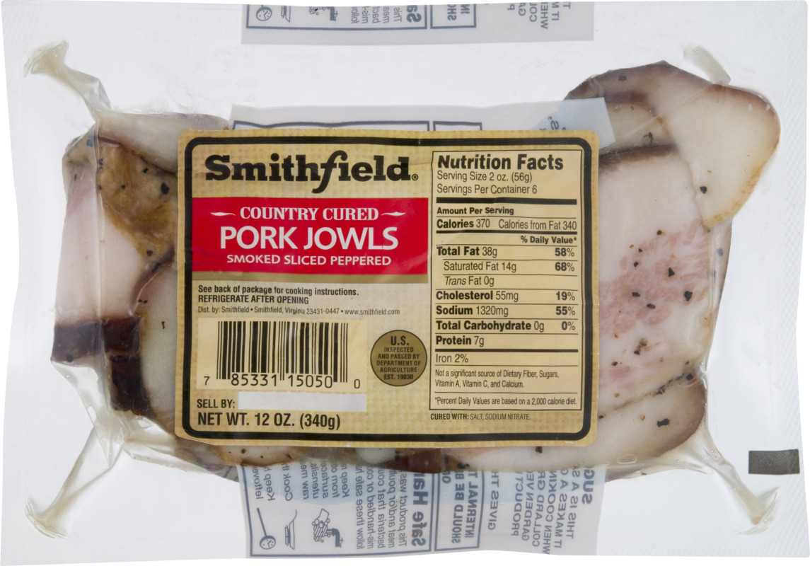 Smithfield Sliced Pork Jowls Smoked Peppered Smithfield(785331150500