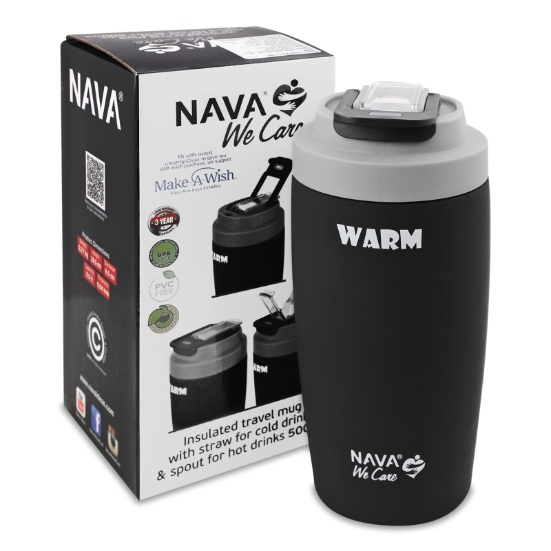 Термочашка Warm 500мл чорна Nava
