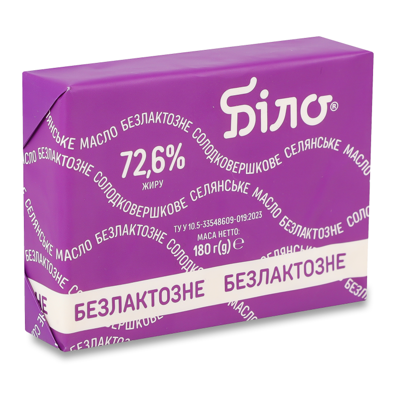 Масло Селянське солодковершкове безлактозне 72,6% 180г Біло