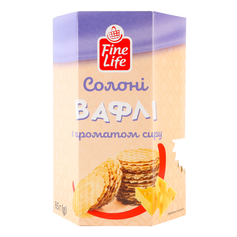 Вафлі пшеничні солоні без начинки з ароматом сиру Fine Life к/у