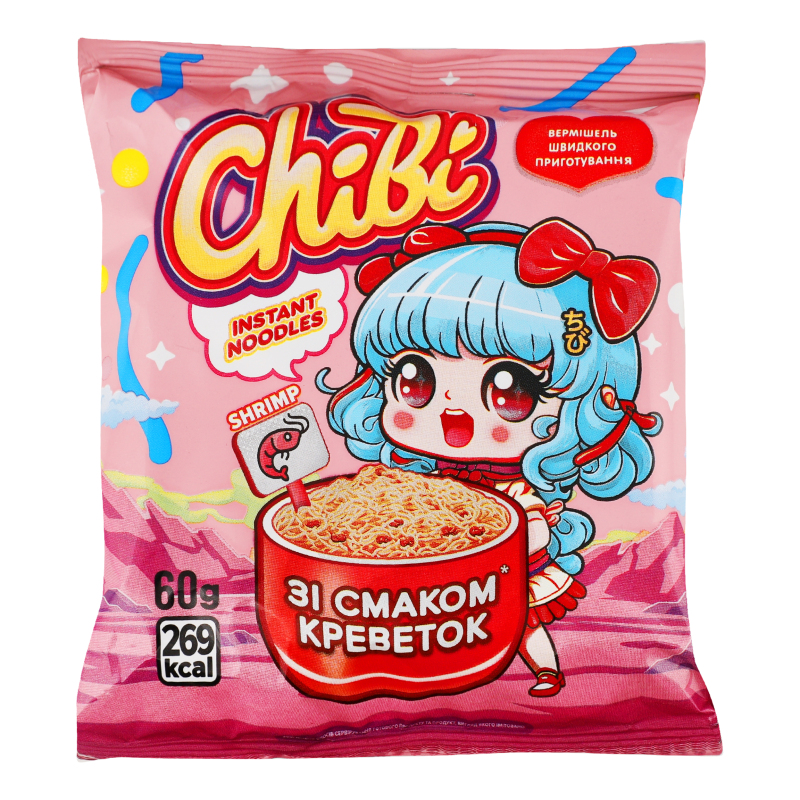 Вермішель швидкого приготування зі смаком креветок ChiBi м/у 60г