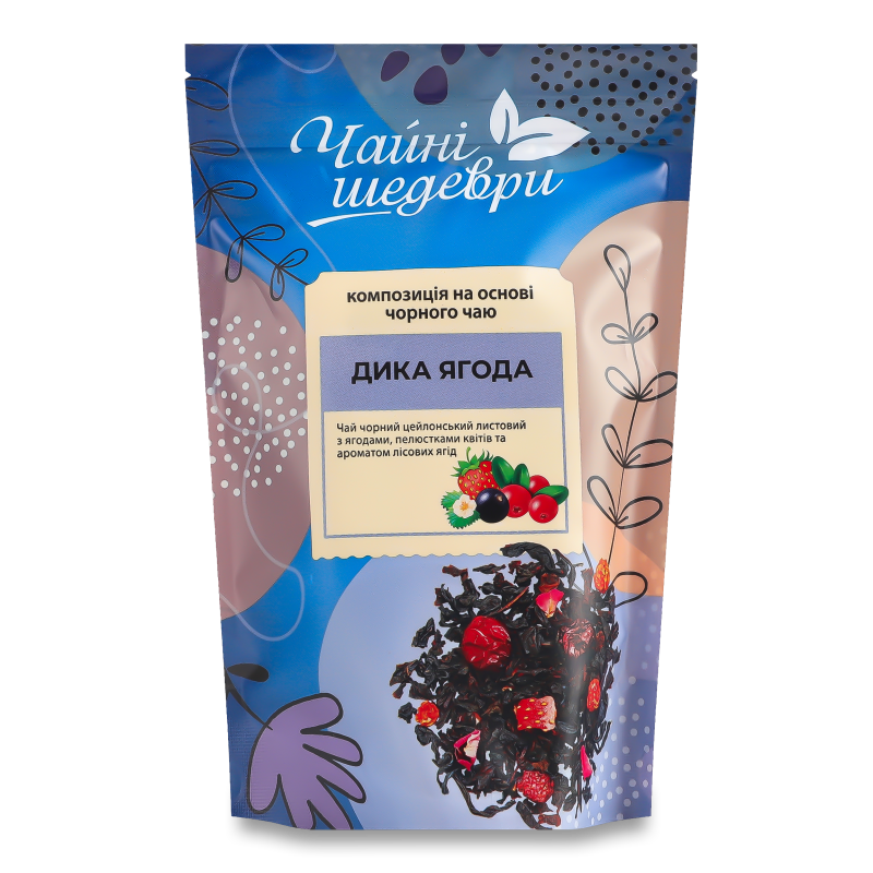 Чай Дика ягода чорний листовий 60г Чайні шедеври