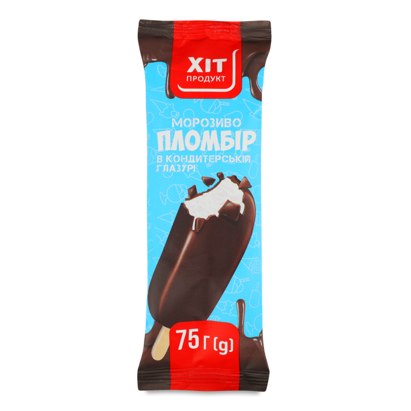 Морозиво Пломбір в кондитерській глазурі ескімо 75г Хіт Продукт