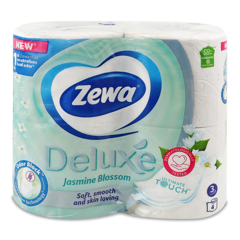 Папір туалетний Делюкс Жасмин блосом 3шари 4шт Зева