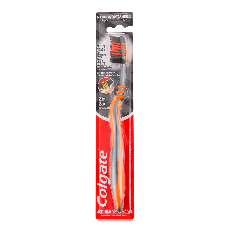Щітка зубна Зіг-заг Деревне вугілля середня Колгейт