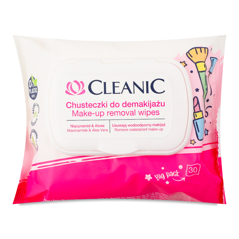 Серветки д/зняття макіяжу вологі I Love Make Up 30шт з клапаном Cleanic