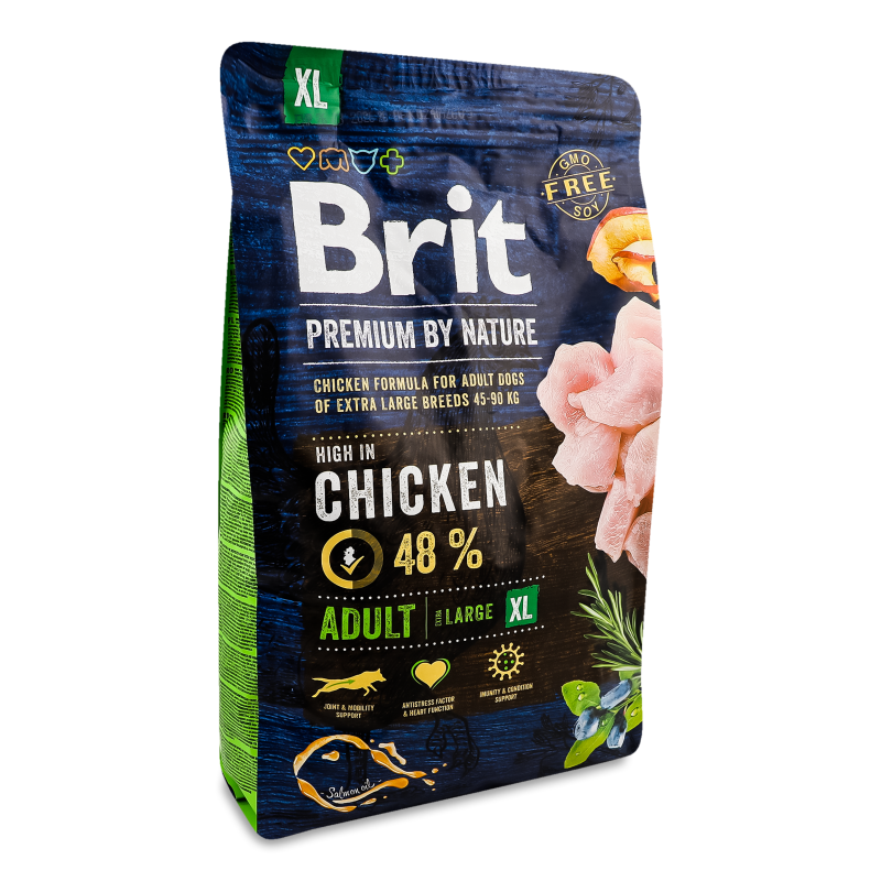 Корм д/дорослих собак гігантських порід Едалт з куркою сухий 3кг Бріт Преміум