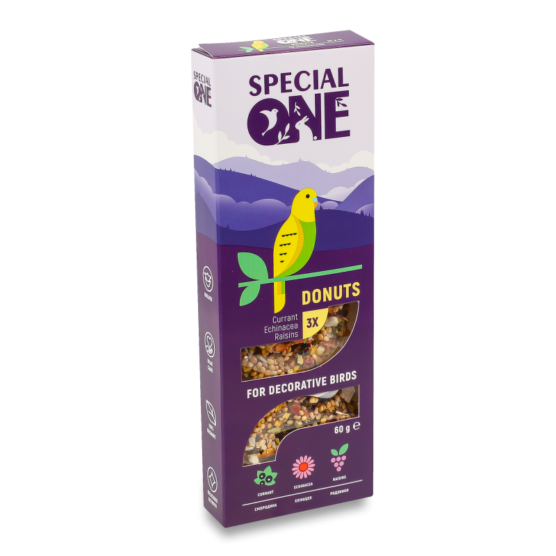 Ласощі д/птахів Пончики Смородина ехінацея виноград 60г Спешл Ван