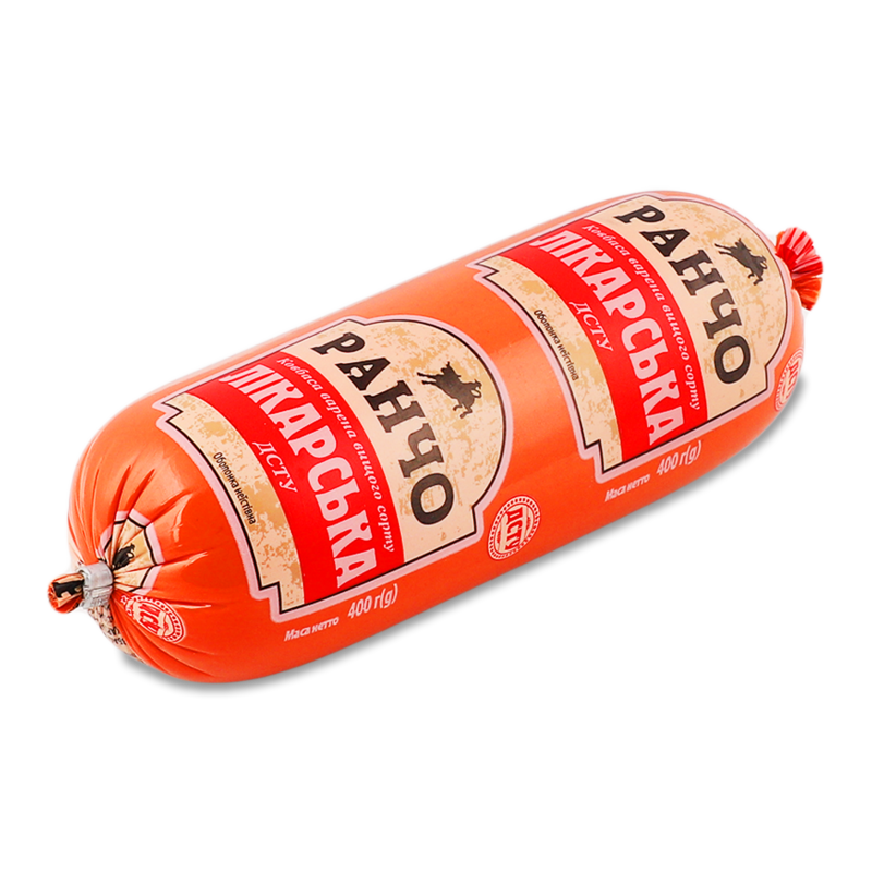 Ковбаса Лікарська варена в/г малий батон 400г поліамід Ранчо