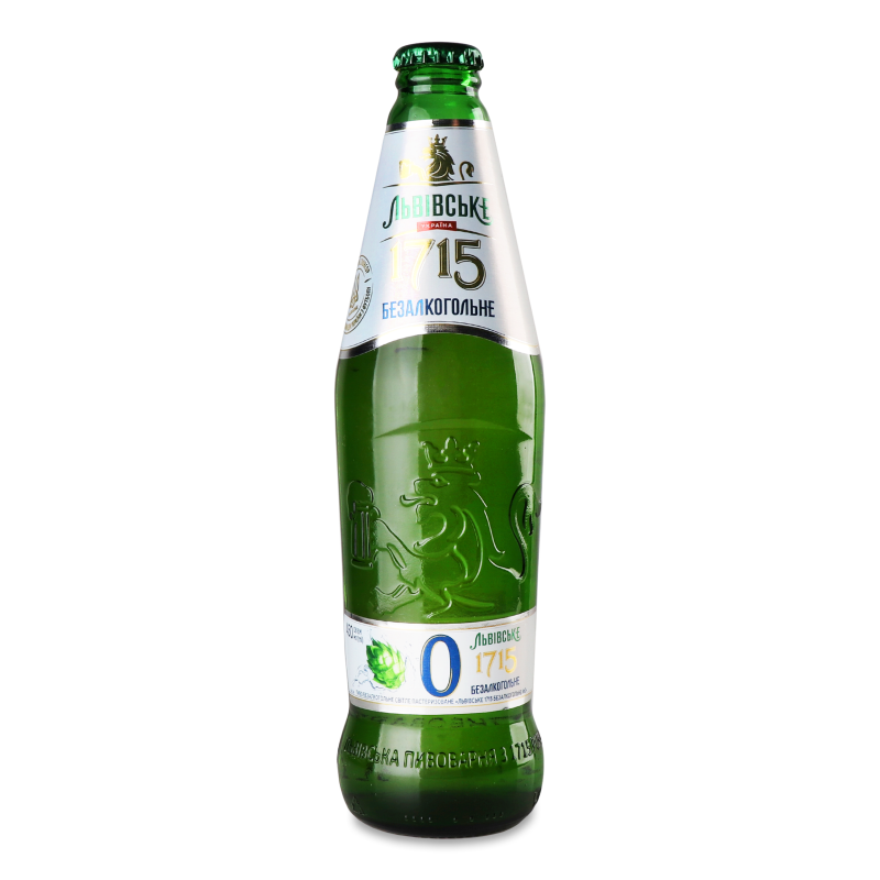 Пиво 1715 світле безалкогольне 0,45л скло Львівське
