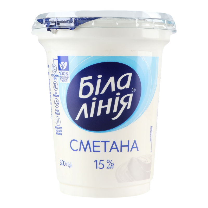 Сметана 15% Біла лінія ст 300г Біла Лінія(4820245525375): купить в ...