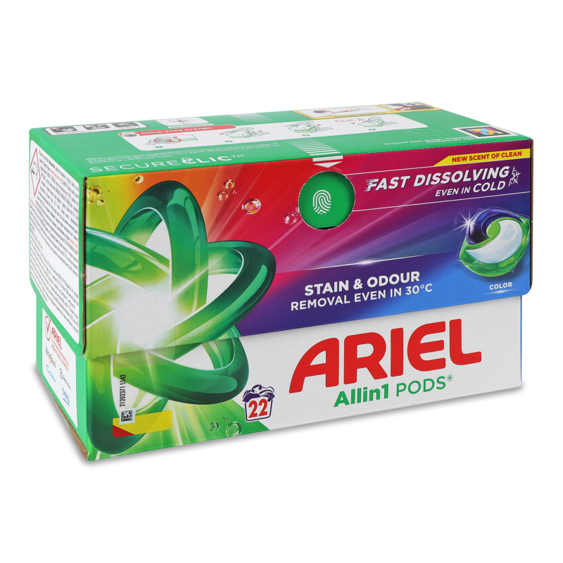 Засіб миючий синтетичний Color Stain&odour 22*18,2г капсули Ariel