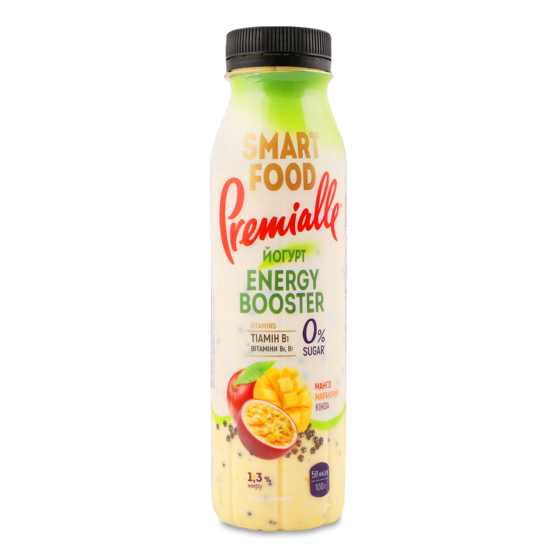 Йогурт Smart Food Energy booster Манго-маракуйя-кіноа 1,3% 290г пет Premialle