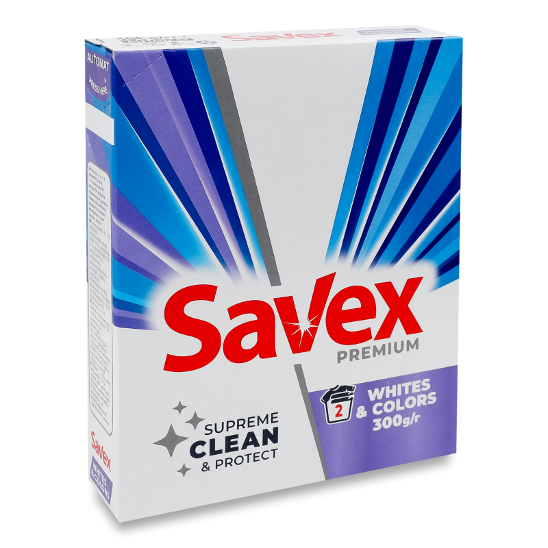 Засіб миючий порошкоподіний Premium Whites&Colors автомат 300г Savex