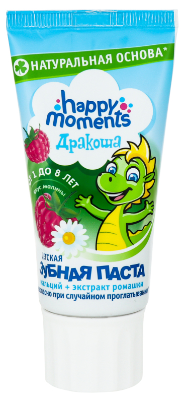 Зубна паста дитяча гелева Малина Дракоша 1-8 років Happy moments 60мл ...