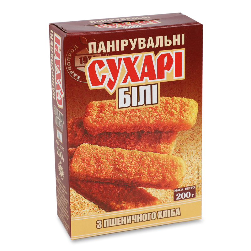 Сухарі панірувальні білі 200г Харчопродпакування