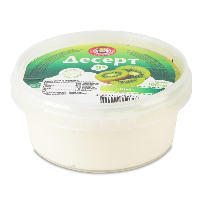 Десерт молоковмісний сирковий з ківі 9% 300г Пані Хуторянка