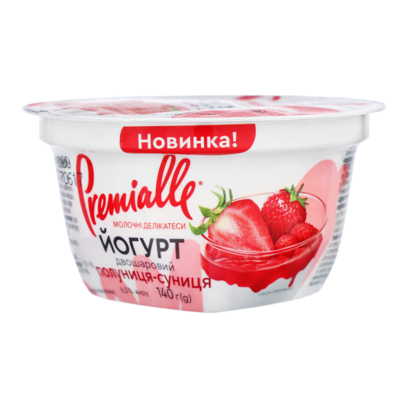 Йогурт 6.5% двошаровий Полуниця-суниця Premialle ст