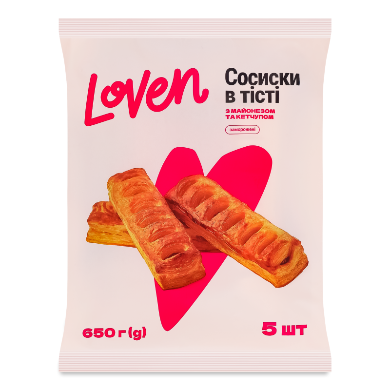 Сосиска в тісті з майонезом та кетчупом заморожена 5*130г Loven