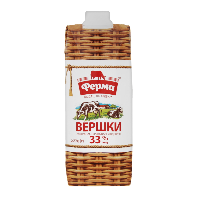 Сливки 33% ультрапастеризованные Отборные Ферма т/п 500г Ферма ...