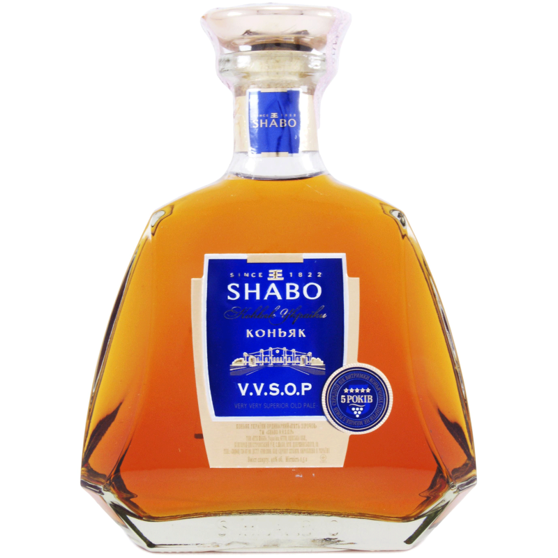 Коньяк України ***** V.V.S.O.P 40% 0,5л Шабо