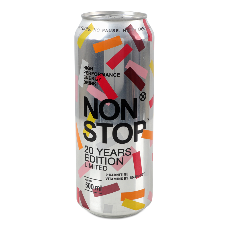 Напій енергетичний безалкогольний 20years Edition сильногазований 500мл ж/б Non Stop