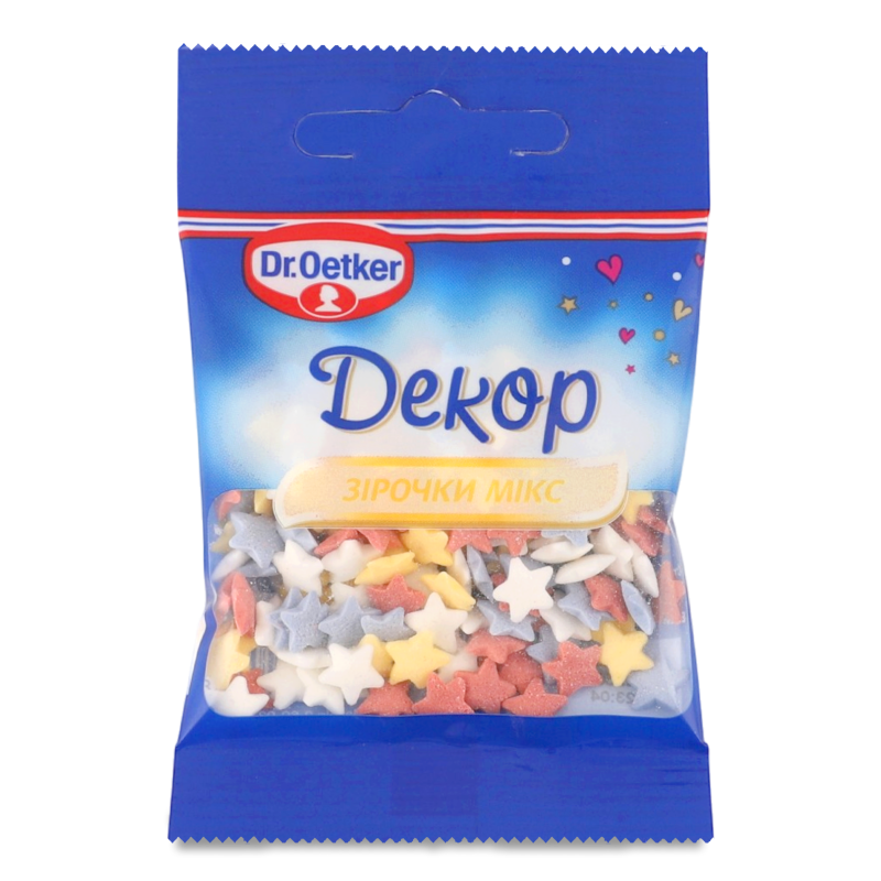 Посипка цукрова Зірочки мікс декоративна 10г Dr.Oetker