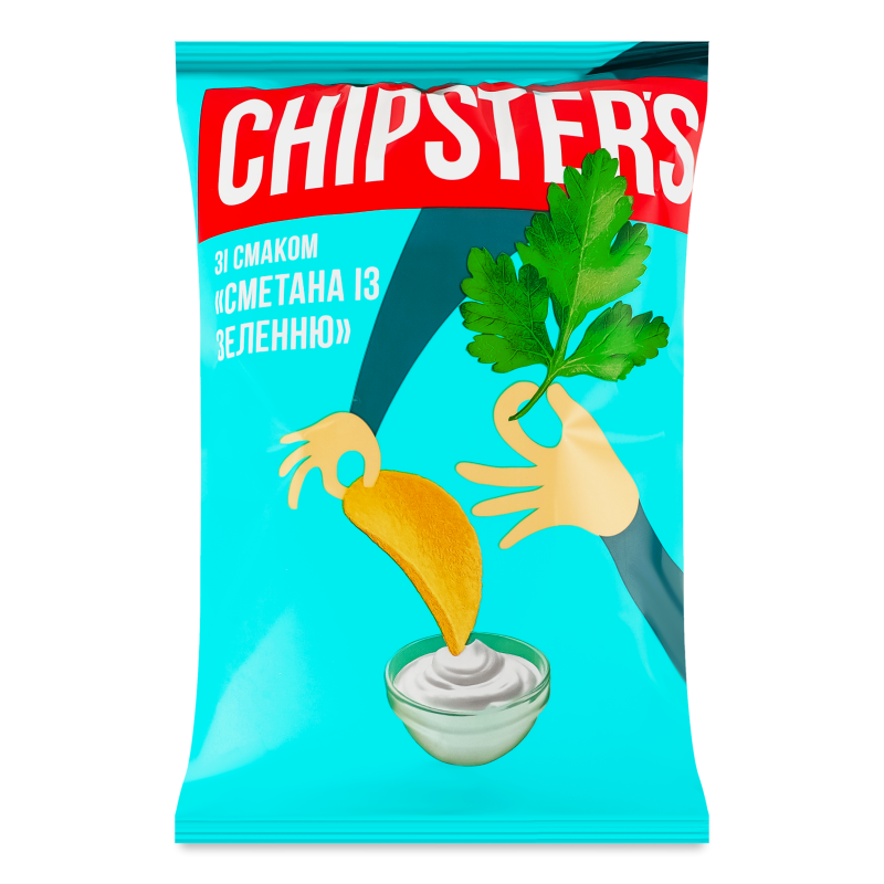 Чипси з смаком Сметана з зеленню 60г м/у Chipster’s