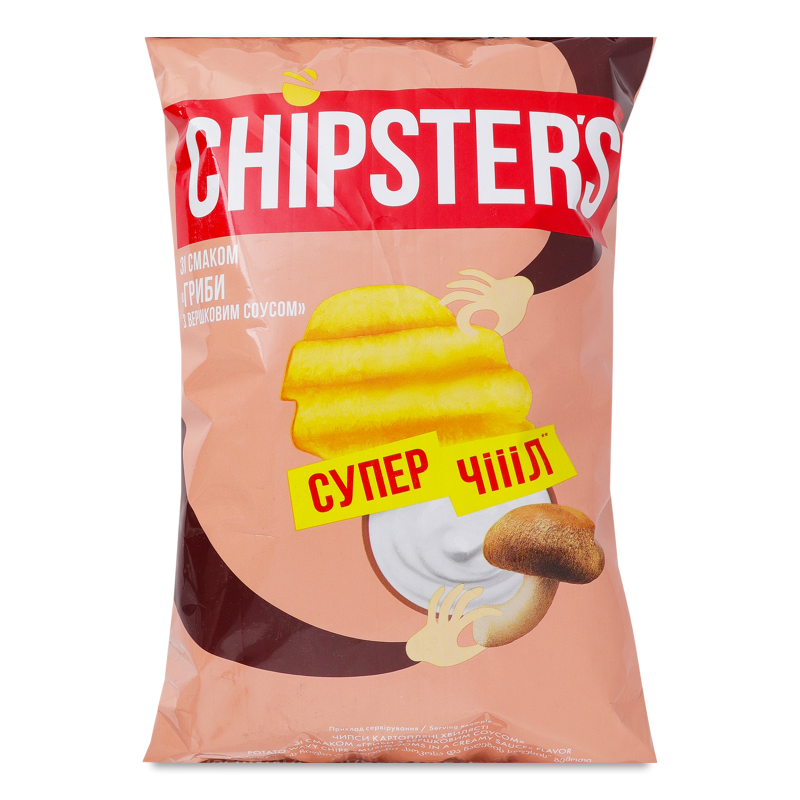 Чипси з смаком Гриби з вершковим соусом хвилясті 95г м/у Chipster’s