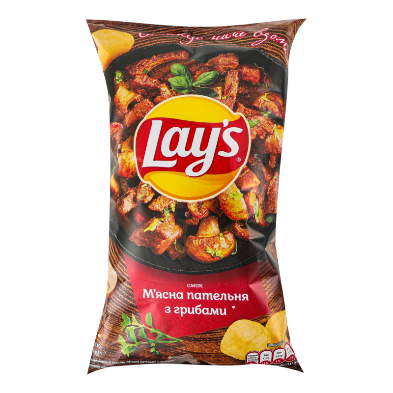 Чипсы картофельные Мясная сковорода с грибами Lay's м/у 120г Lay's ...