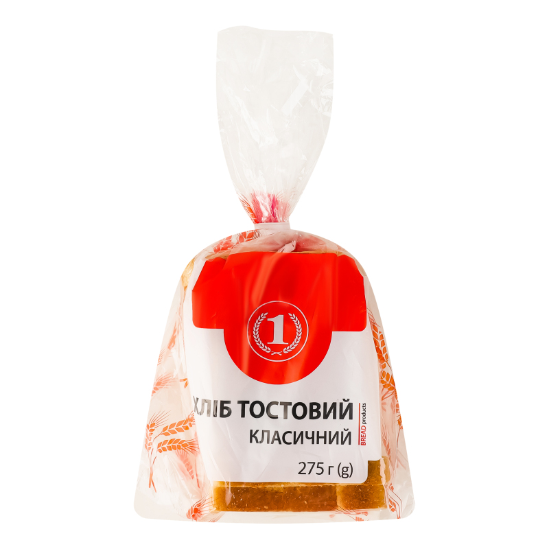 Хліб половинка в нарізці тостовий Класичний ТМ "1" м/у
